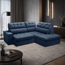 Ver imagem 3 de Sofá 3 Lugares Retrátil Reclinável Chaise Direito 243cm Solin F04 Veludo Azul - Lyam Decor