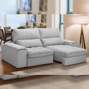Ver imagem 4 de Sofá Retrátil Reclinável Living 210cm Nápoles F04 Bouclê Cinza