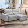 Sofá Retrátil Reclinável Living 210cm Nápoles F04 Bouclê Cinza - 4