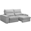 Ver imagem 5 de Sofá Retrátil Reclinável Living 210cm Nápoles F04 Bouclê Cinza