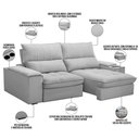 Ver imagem 3 de Sofá Retrátil Reclinável Living 210cm Nápoles F04 Bouclê Cinza