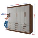 Ver imagem 4 de Guarda-Roupa Casal MDF 6 Portas 12 Gavetas Marselha Plus Marrom/Castanho/Off White