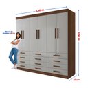 Ver imagem 4 de Guarda-Roupa Casal MDF 6 Portas 12 Gavetas Marselha Plus Marrom/Castanho/Off White