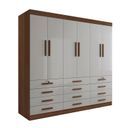 Ver imagem 3 de Guarda-Roupa Casal MDF 6 Portas 12 Gavetas Marselha Plus Marrom/Castanho/Off White