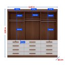 Ver imagem 5 de Guarda-Roupa Casal MDF 6 Portas 12 Gavetas Marselha Plus Marrom/Castanho/Off White
