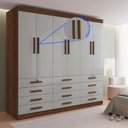 Ver mais imagens de Guarda-Roupa Casal MDF 6 Portas 12 Gavetas Marselha Plus Marrom/Castanho/Off White