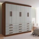 Ver imagem 1 de Guarda-Roupa Casal MDF 6 Portas 12 Gavetas Marselha Plus Marrom/Castanho/Off White