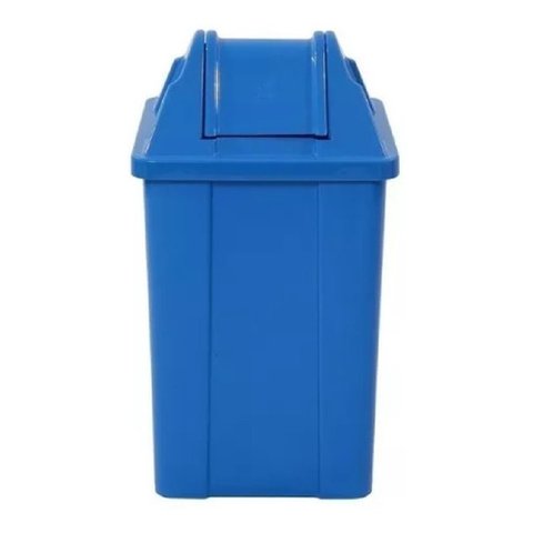 Cesto Quadrado com Tampa Vai-vem 60 Litros Cor:cesto Azul