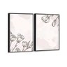 Kit 2 Telas Canvas Com Moldura Flores Preto E Branco - 2