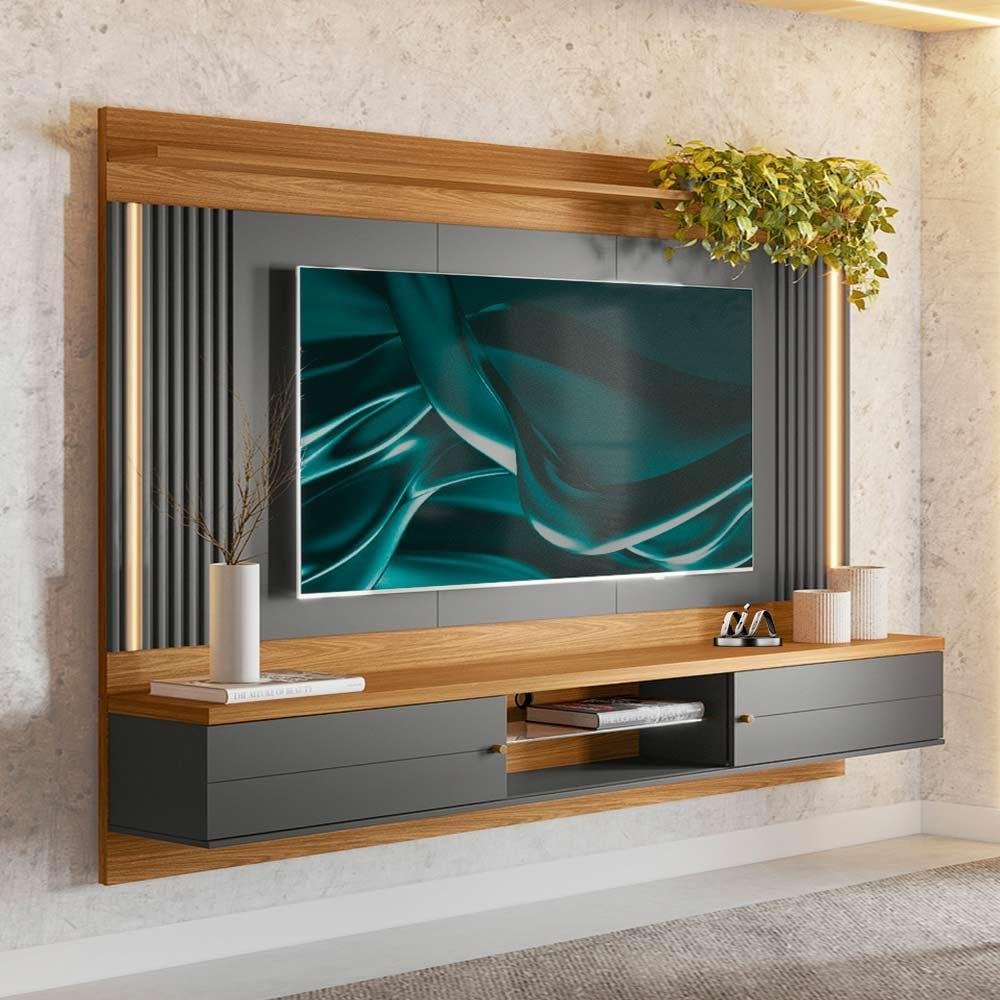 Painel Com Led Para Tv 75 Polegadas Barcelona Nature Chumbo Linea ...