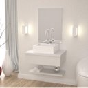 Ver imagem 1 de Bancada para Banheiro com Cuba Q35 Prateleira e Espelheira 606W Metrópole 