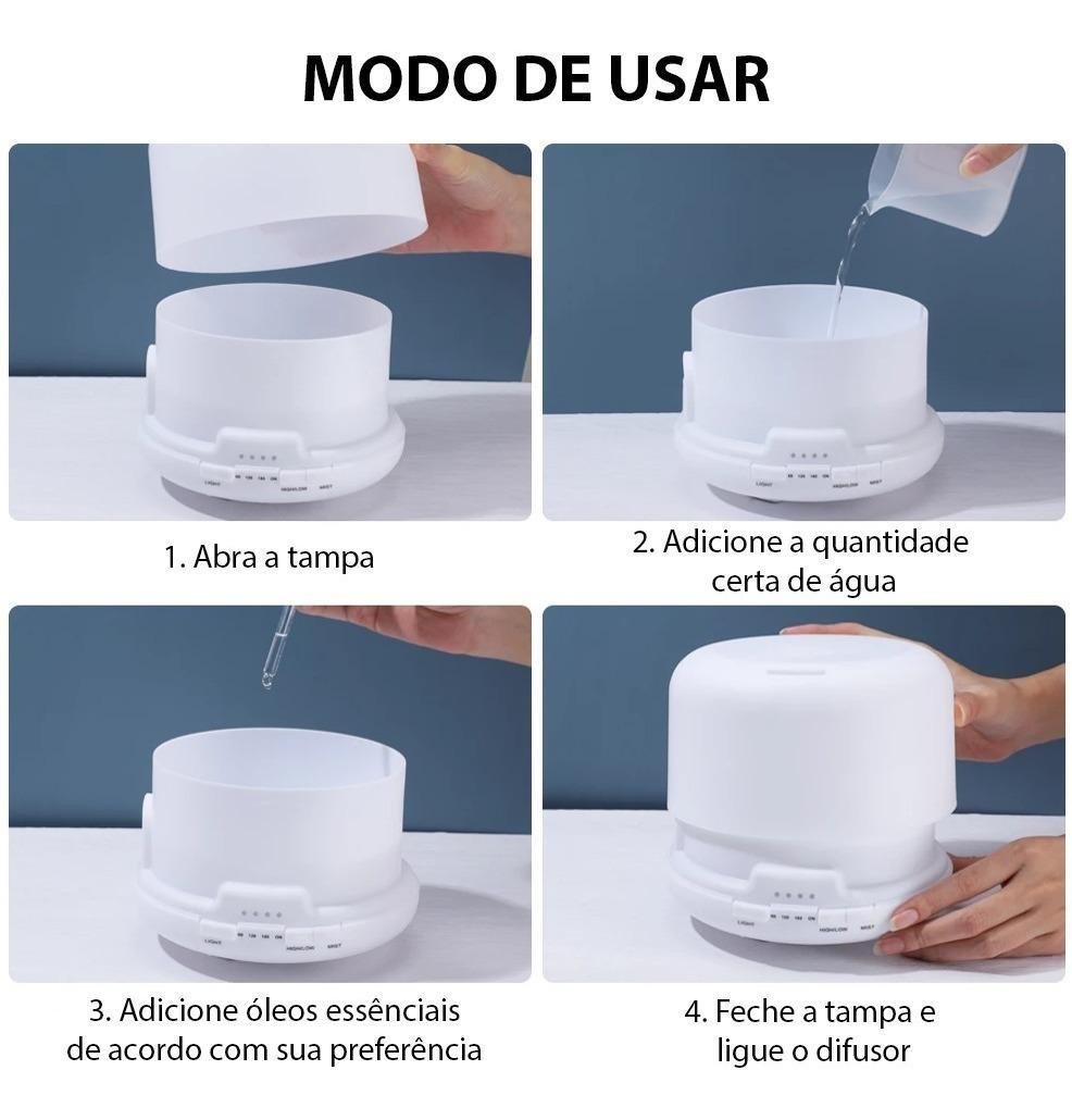 Umidificador Ambiente 500ml Purificador Difusor Grande - 4