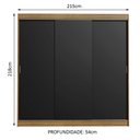 Ver imagem 3 de Guarda-roupa Casal Madesa Kansas 3 Portas de Correr 3 Gavetas