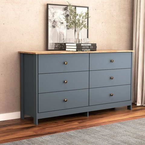 Cômoda Colonial 6 Gavetas 136cm Mel Petróleo
