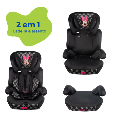 Cadeirinha Minnie Cadeira de Bebê para Auto Carro 9 a 36kg G1/g2/g3 Infantil Preta Cinto Regulável
