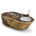Ver imagem 5 de Mesa de Centro Tora Madeira Maciça com Balde de Gelo e Rodízios Discretos