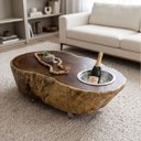 Ver imagem 3 de Mesa de Centro Tora Madeira Maciça com Balde de Gelo e Rodízios Discretos