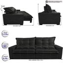 Ver imagem 2 de Sofá de Courino Retrátil e Reclinável 3,15m Cama inBox Bourbon SoftGel D40 Preto