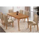 Ver imagem 1 de Conjunto: Mesa Sala Jantar Havana Tampo Curvo 180cm+6 Cadeiras Maldivas Madeira Naturale - Capuccino