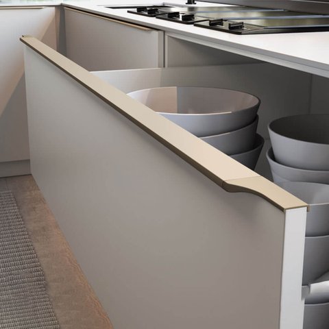 Perfil Puxador Alumínio Facetato Rm-183 Barra 06 Metros Champagne Claro Rometal 01 Unidade