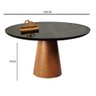 Mesa de Jantar Tampo Laqueado e Vidro 120cm - Base Cone Envernizada Decoraper Preta - 3