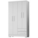 Ver imagem 1 de Guarda Roupa Solteiro 4 Portas 2 Gavetas 188x99 cm Madri Branco Rudk