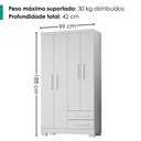 Ver imagem 3 de Guarda Roupa Solteiro 4 Portas 2 Gavetas 188x99 cm Madri Branco Rudk