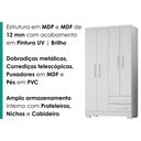 Ver imagem 5 de Guarda Roupa Solteiro 4 Portas 2 Gavetas 188x99 cm Madri Branco Rudk