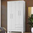 Ver imagem 2 de Guarda Roupa Solteiro 4 Portas 2 Gavetas 188x99 cm Madri Branco Rudk