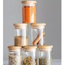 Ver imagem 1 de Pote de Vidro com Tampa em Bambu 110 Ml Oikos - Porta Tempero