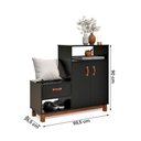 Ver imagem 4 de Sapateira com Banco Organic 3 Portas Pés de Madeira Maciça Preto