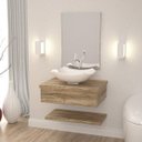 Ver imagem 1 de Bancada para Banheiro com Cuba Abaulada L42 Prateleira e Espelheira 606w Metrópole 