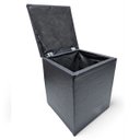 Ver imagem 6 de Puff Baú Banqueta Quadrado Cubo Decorativo Courino e Suede Cinza Escuro Traçado Courino