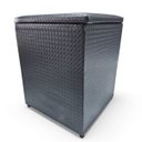 Ver imagem 1 de Puff Baú Banqueta Quadrado Cubo Decorativo Courino e Suede Cinza Escuro Traçado Courino