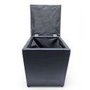 Ver imagem 4 de Puff Baú Banqueta Quadrado Cubo Decorativo Courino e Suede Cinza Escuro Traçado Courino