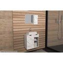 Ver imagem 1 de Armário C/ Balcão Banheiro Suspenso Bn3605 S/ Cuba 60cm e Espelho Bn3602 Mármore Branco - Tecno