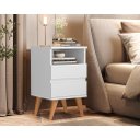 Ver imagem 2 de Mesas de Cabeceira Retrô Pés Palito 2 Gavetas e 1 Nicho - Pop - Branco