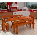 Ver imagem 5 de Conjunto Mesa Rústica 2m 2 Bancos e 2 Cadeiras Madeira Maciça Angelim Tabaco