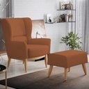 Ver imagem 2 de Kit Poltrona Decorativa Milena D02 com Puff Viseo Veludo Telha C-262 - Lyam Decor