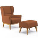 Ver imagem 1 de Kit Poltrona Decorativa Milena D02 com Puff Viseo Veludo Telha C-262 - Lyam Decor