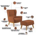 Ver imagem 4 de Kit Poltrona Decorativa Milena D02 com Puff Viseo Veludo Telha C-262 - Lyam Decor