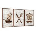 Ver imagem 1 de Kit 3 Quadros Decorativos Cozinha Retrô Moderno Luxo