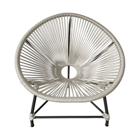 Cadeira Acapulco Corda Náutica Base em Alumínio Preto/areia