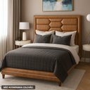 Ver imagem 5 de Cama King Pés Madeira Otto com Cabeceira Roma Corano Caramelo Bouclé Off White - Nexta Casa