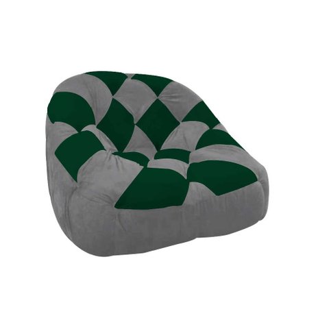 Poltrona Paloma Escritório Sala Pé Plástico Suede Cinza e Suede Verde - Dominic Decor