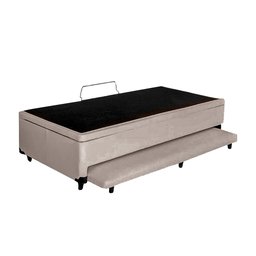 Cama Box Baú Auxiliar Solteiro Suede Espuma 8cm 45x88x188 Bege - 2