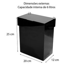 Lixeira Acrílico 6 Litros com Tampa e Abertura Horizontal Centauri Acrílicos LX-H Preto - 5