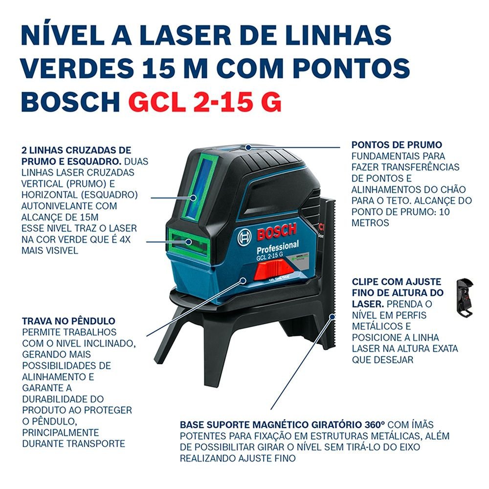 Nível a Laser Bosch Verde GCL 2-15 G 0601066J00-000 - 8
