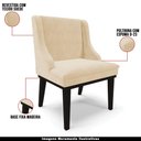 Ver imagem 7 de Kit 5 Cadeiras Decorativas Sala de Jantar Base Fixa de Madeira Firenze Suede Bege/preto