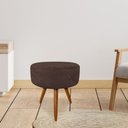 Ver imagem 2 de Kit 4 Puffs Banqueta Redonda Nina Suede Pés Palito Castanho - Pallazio - Marrom